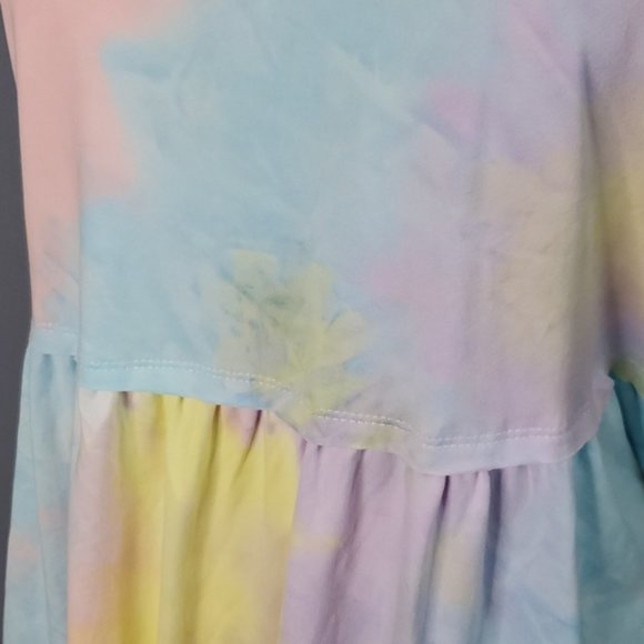 Nwot Pink Lily Rainbow Pastel Tie Dye Peplum Tank Top Shirt Sleeveless Sz S - Picture 5 of 8